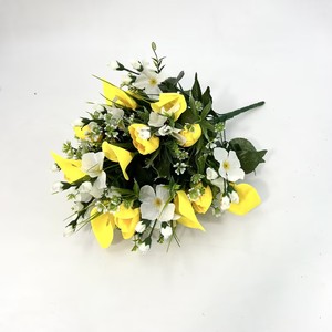 Prix d'usine 36 têtes 48cm Bush de fleurs artificielles funéraires de grande taille et Bush plat pour les événements de cimetière et commémoratifs - Product Image 5