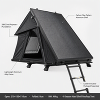 Tenda Atap Mobil Hard Shell Serat Karbon 2 Orang Empat Musim Tahan Air 5000mm Lapis Ganda Pemasangan Cepat Ultra Ringan