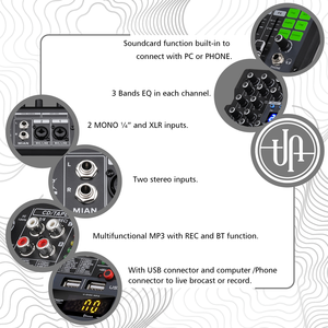 Controlador de Sonido para DJ CHORDIO TCP-4 de 4 Canales con DSP, Consola de Mezclas de Audio, Equipo de Sonido Profesional para Estudio con Tarjeta de Sonido Integrada - Product Image 6