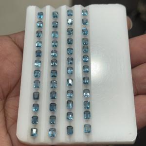 Vente en gros de topaze bleue de haute qualité faite à la main, octogones en cristal naturel, pierres précieuses taille émeraude, cristal d'excellente qualité gemme - Product Image 4