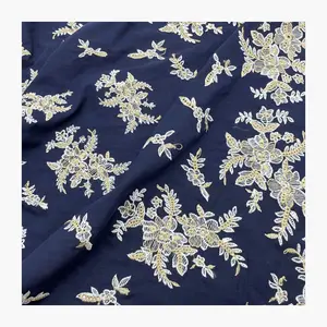 Swiss blue luxury 100% cotton embroidery fabric for clothing supplementary material fabric