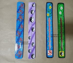 Multi Colors Hand Painted <b>Incense</b> <b>Sticks</b> <b>Holders</b> Mangowood Hand Painted <b>Incense</b> Burners Wooden Designer Painted Ash Catchers - Product Image 1