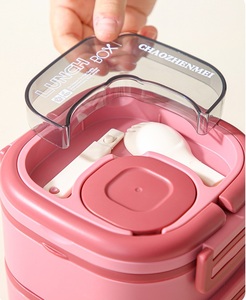 Student Dual-Tiered PP <b>Plastic</b> <b>Lunch</b> <b>Box</b> with BPA-Free <b>Plastic</b> Lid Microwave-Heatable Compartments Thickened Material - Product Image 6