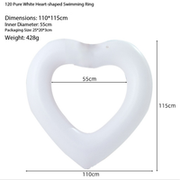 Bouée de natation gonflable en forme de cœur de 120 cm, flotteur de piscine en PVC pailleté, bouée romantique pour adultes pour l'été, la plage et les fêtes