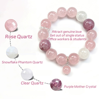 Bracelet en quartz rose naturel et fantôme de flocon de neige, bijoux de guérison en cristal violet, cadeau romantique pour elle, FJYA