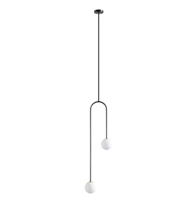 Zeal Lighting Tendering Black Linear LED Glass Ball Hanging <b>Chandelier</b> Modern Nordic Pendant Light - Product Image 1