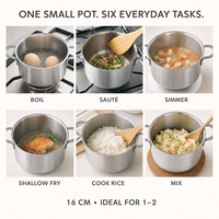 Casserole en acier inoxydable avec couvercle, petite casserole compatible induction, intérieur sans rivets, fournisseur en gros