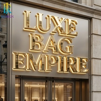 Letrero Luminoso LED con Diseño Personalizado, Letrero Comercial Retroiluminado de Metal, Letrero Publicitario Interior Personalizado con Logotipo Dorado para Negocios