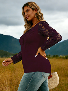 Camisa de Mujer de Estilo Europeo, Sexy, con Botones de Encaje, Lisa, Casual, de Manga Larga, Talla Grande, Holgada, para Primavera, Verano y Otoño, de Fibra de Leche - Product Image 2