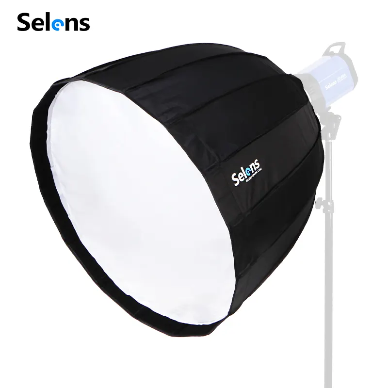 Selens 90cm Black Silver 16-Rib Deep Easy Folding Parabolic Softbox For Photo Studio Photography Portrait Product Flash Light