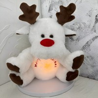 Peluche de Conejo Fresa de 30cm con Orejas Móviles y Respiración, Muñeco de Peluche para Dormir y Acompañar al Bebé, que Calma los Ronquidos
