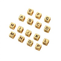 Pendentif en forme de lettre en laiton plaqué or 18 carats, perle alphabet cube pour la fabrication de colliers, bracelets et bijoux