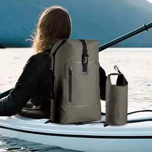 Sac à dos étanche 30L en bâche PVC 500D avec fermeture éclair imperméable pour camping, randonnée, pêche – Matériaux de doublure : polyester, nylon, toile - Product Image 2