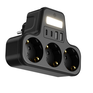 Ổ cắm tiêu chuẩn EU với bộ chuyển đổi ổ cắm <span class=keywords><strong>3</strong></span> chiều USB (3500W/16A) Ổ cắm 7 trong 1 với 2 cổng USB -A & 2 cổng USB-C với đèn ngủ - Product Image 6
