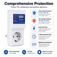 Protection contre les surtensions et les sous-tensions Puluos TV Fridge Guard série D, prise de courant 10A 15A 16A 20A