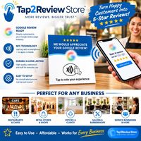 Carte NFC d'avis autocollante en acrylique 10 cm – Sans application, retour d'expérience en un clic, étanche – Idéale pour les professionnels locaux