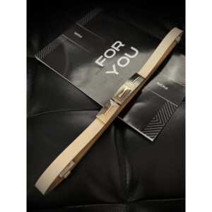 Cinturón de mujer con hebilla de placa larga y delgada Fiori, estilo casual, de aleación metálica, color beige - Product Image 2