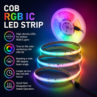 Bande LED COB RGBCW IC 840 LED/m DC24V 10mm, couleur de rêve intelligente, haute densité, flexible, dynamique, adressable WS2811 pour la décoration