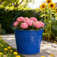 Seau à fleurs en métal galvanisé de 0,4 gallon avec poignée pour jardin d'arrière-cour
