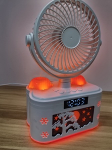 Moderna lampada da scrivania a <span class=keywords><strong>LED</strong></span> DC con umidificante Spray bianco ventilatore luce notturna sveglia multicolore USB ricarica - Product Image 3