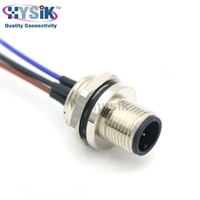 Conector Circular Hembra M12 de 4 Pines para Montaje en Panel Trasero, Codificación A, para Máquina de Marcado Láser y Controlador de Movimiento