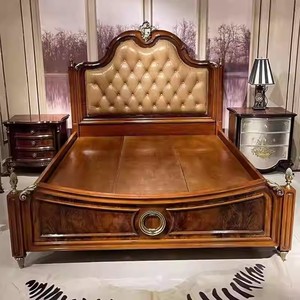 <span class=keywords><strong>Cama</strong></span> de Matrimonio de Lujo <span class=keywords><strong>Estilo</strong></span> Inglés Vintage de 1.8 Metros, con Acabado en Cobre, Chapa de Madera y Madera Maciza con Patrones - Product Image 1