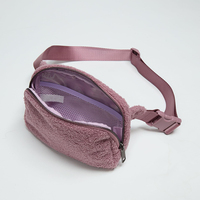 Bolsa de Cintura Cruzada de Felpa Rosa Grande Personalizada al por Mayor para Mujer, Correa Ajustable, Riñonera de Algodón Orgánico