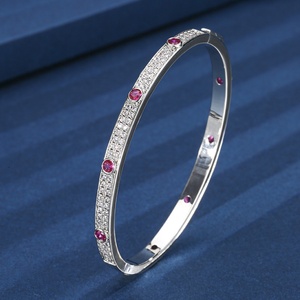 Fashionable Eco-friendly <b>Copper</b> Micro Pave Multicolor Corundum Zircon <b>Bangles</b> for Women Elegant Daily Wear - Product Image 4
