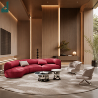 Ensemble de canapés de direction modulaires incurvés en tissu personnalisable multicolore de luxe italien haut de gamme avec éponge haute densité