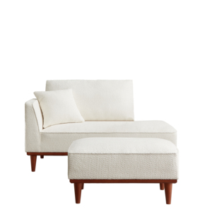 Chaise Longue y Taburete Modernos Tapizados en Tela para Sala de Estar o Dormitorio - Product Image 4