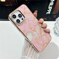 Étui de téléphone magnétique en marbre brillant avec électroplaqué 6D pour iPhone 14 15 16 17 Pro Plus Max