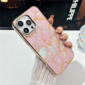 เคสโทรศัพท์ลายหินอ่อนกลิตเตอร์แม่เหล็กไฟฟ้า<span class=keywords><strong>6D</strong></span> สำหรับ <span class=keywords><strong>iPhone</strong></span> 14 15 16 17 Pro <span class=keywords><strong>Plus</strong></span> MAX - Product Image 2