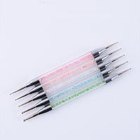 Lot de 5 stylos pinceaux de luxe en métal double embout pour nail art, outils de pointillage de différentes tailles pour usage professionnel