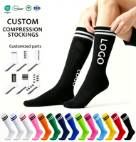 Chaussettes de sport personnalisées professionnelles pour le football, couleur unie, respirantes, hauteur genou, pour la course et l'entraînement, pour hommes et femmes