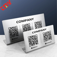 Plaque personnalisée gravée au laser avec étiquette à code QR en métal carré et argenté pour restaurant