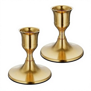 Gold Finish Metal Candle <b>Holder</b> Decorative Tabletop <b>Candlestick</b> Stand for Home Wedding and Event Decoration - Product Image 1