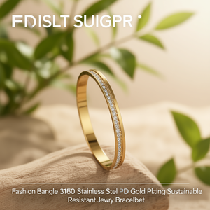 Fashion <b>Bangle</b> 316L Stainless Steel PVD Gold Plating Sustainable Resistant Jewelry Bracelet - Product Image 3