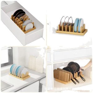 Wooden Kitchenware Rack With Stand For <b>Pots</b> <b>Lids</b> Plates And Bowls Multipurpose Storage Organizer Square Shape Solid Wood - Product Image 5