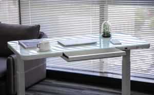 Electric Height-Adjustable Single Motor Computer Gaming Table Iron <strong>Glass</strong> Standing <strong>Desk</strong> With Dual Motor for Office Use - Product Image 2