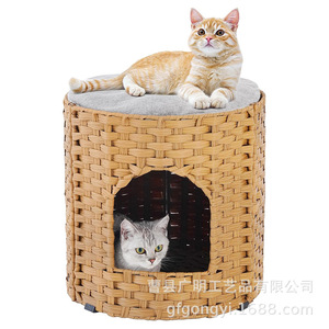 บ้านแมวหวายทรงกลม ระบายอากาศได้ดี เหมาะสำหรับแมวขนาดกลาง ใช้ได้ทั้งห้องนั่งเล่นและห้องนอน - Product Image 5