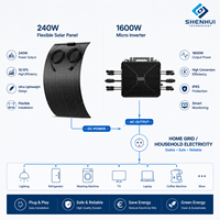 Kit Surya Balkon Plug & Play 1600W 4 MPPT Micro Inverter 240W Panel Surya Mono Fleksibel WiFi Sistem Surya Rumah Tangga