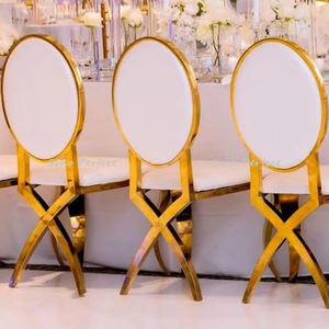 Chaise de banquet en acier inoxydable doré empilable en gros à bas prix, chaise de salle à manger en métal doré en acier inoxydable pour mariage - Product Image 1