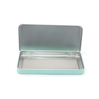 Caja de hojalata rectangular pequeña con bisagra y logotipo personalizado para mentas, estuche metálico con bisagra
