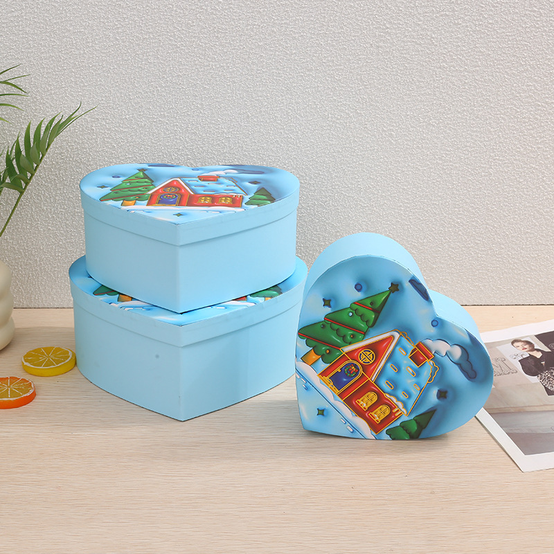 Blue-christmas cottage-three-piece set