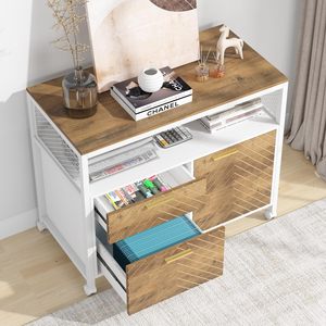 SENYU Modern <b>Wooden</b> <b>Filing</b> <b>Cabinet</b> with 2 Drawers and Open Shelves for Home Office Storage - Product Image 2