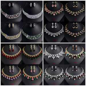 250928 Conjuntos de Joyería de Lujo para Banquete de Bodas Venta al por Mayor Estilos Múltiples de Collar y Aretes de Circonita Cúbica para Mujer Joyería de Moda - Product Image 2