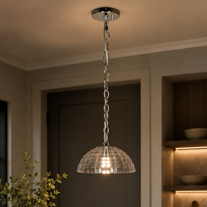 Modern Clear Glass Pendant Light Chrome Chain Hanging <b>Lamp</b> Decorative Ceiling Light for Dining Room <b>Kitchen</b> Hotel OEMODM Factory - Product Image 1