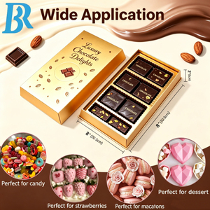 Boîte cadeau en papier chocolaté avec logo personnalisé, dorure or luxe, avec plateau intérieur, pour amandes et mini-crêpes de qualité supérieure. - Product Image 2