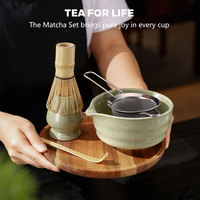 Ensemble de fouets Matcha Ensemble de matcha en céramique avec support de fouet pour bol Matcha Fouet en bambou Matcha, cuillère, tamis pour cadeaux de Noël