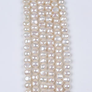 Perles baroques d'eau douce blanches naturelles de 6-7 mm d'épaisseur, perles en vrac avec des trous latéraux brillants des deux côtés pour le bricolage, couleur blanche propre - Product Image 3